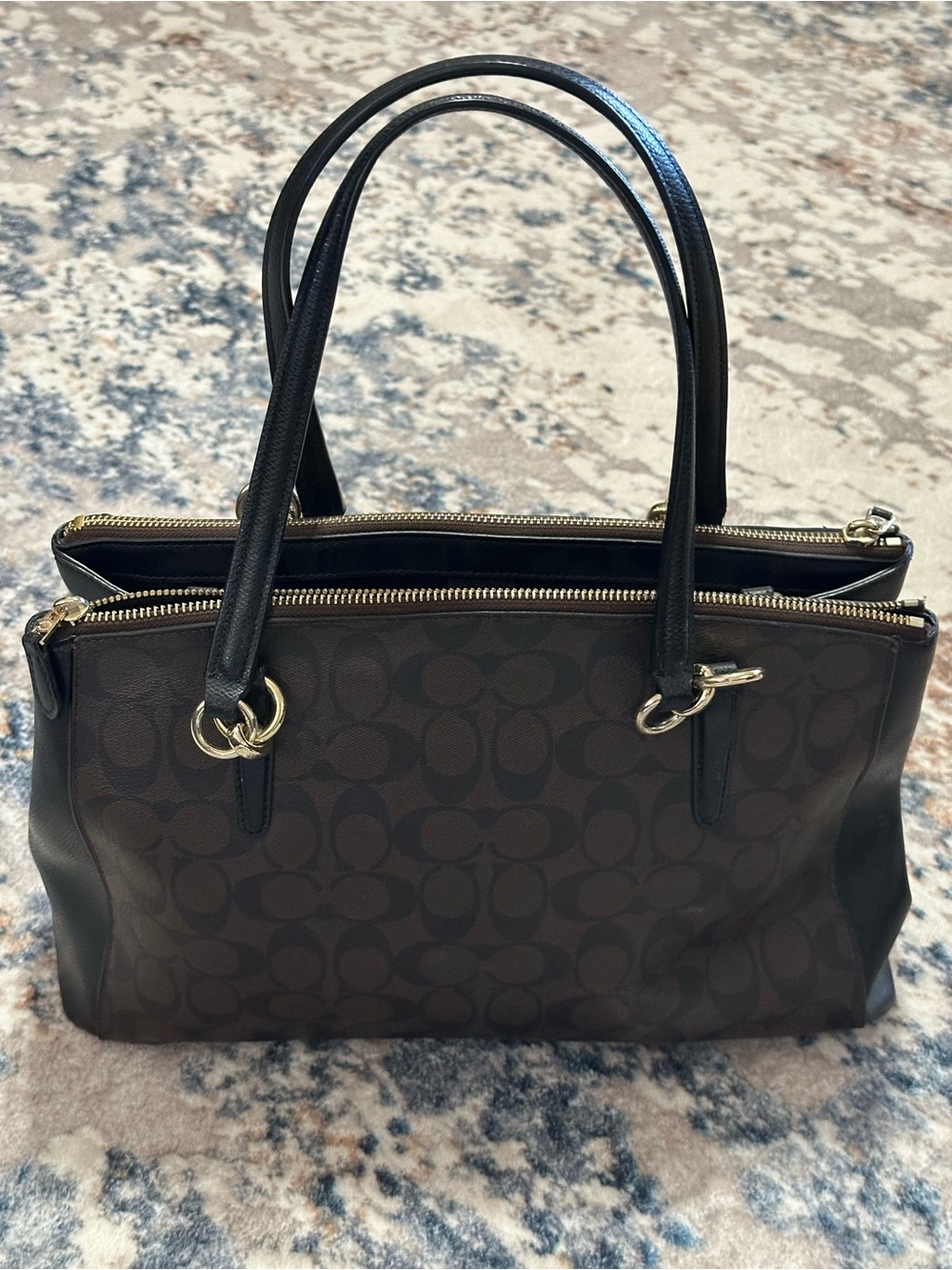 Coach Signature Tote with Double Zip Top - Picture 2 of 6